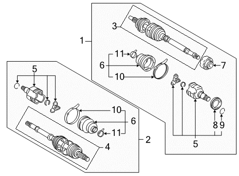 2003 Toyota Prius Shaft Assembly, Front Drive Outboard Joint, Left Diagram for 43470-49078