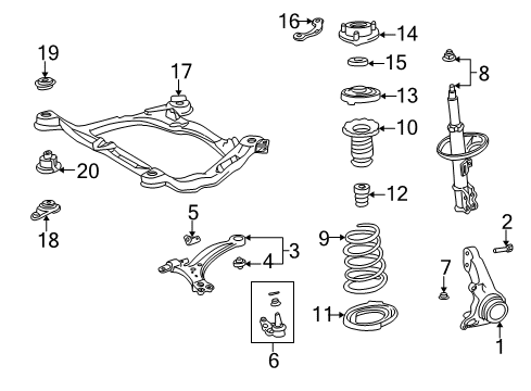 1999 Toyota Camry Shock Absorber Set Front Right Diagram for 48510-80137