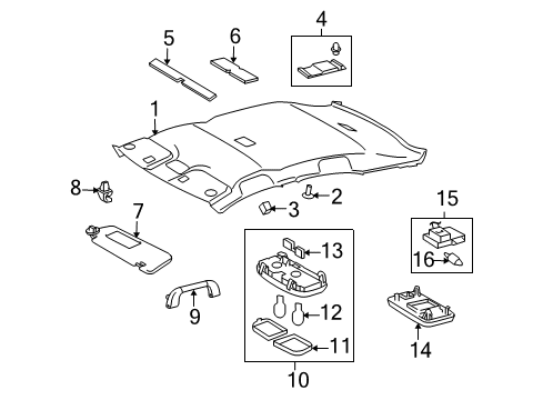 2010 Toyota Matrix Visor Assembly, LH Diagram for 74320-12L60-B0