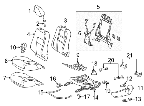 2018 Toyota Corolla iM Front Seat Back Cover, Left(For Separate Type) Diagram for 71074-1AB10-C2