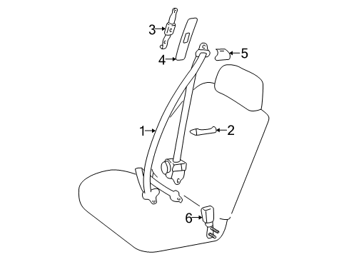 2000 Toyota 4Runner Belt Assy, Front Seat Outer, RH Diagram for 73210-35600-B0