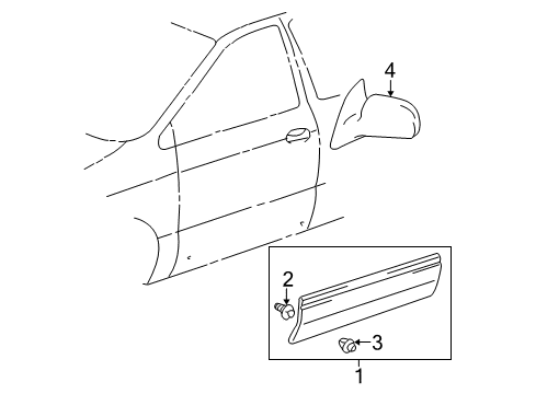 2003 Toyota Sienna Outside Mirrors, Exterior Trim Diagram