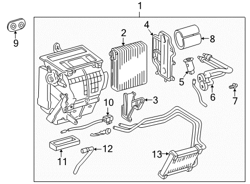 2003 Toyota Celica A/C Evaporator Components Diagram