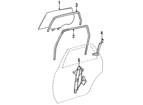 1995 Toyota Avalon Glass,Rear Door LH BRZ Diagram for 68104-AC020-83