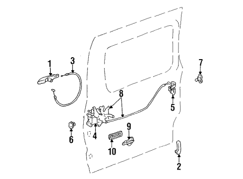 1993 Toyota Previa Control Assy, Slide Door Lock Remote Diagram for 69630-95D00