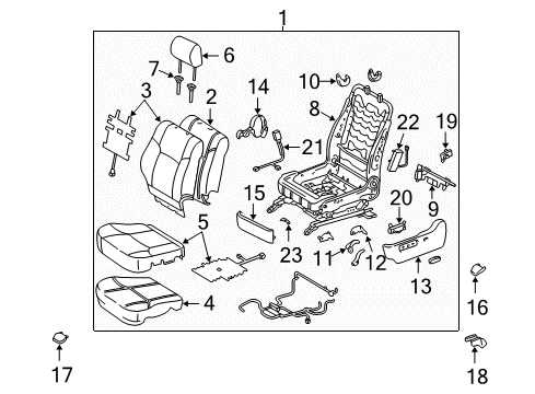 2005 Toyota 4Runner Front Seat Components Diagram 1 - Thumbnail