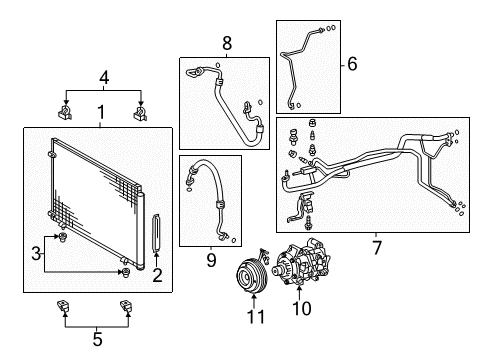 2018 Toyota Sienna A/C Condenser, Compressor & Lines Diagram