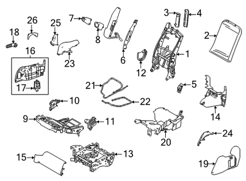 2021 Toyota Sienna Adjust Cover, Gray, Center Passenger Side Diagram for 71875-08140-B0