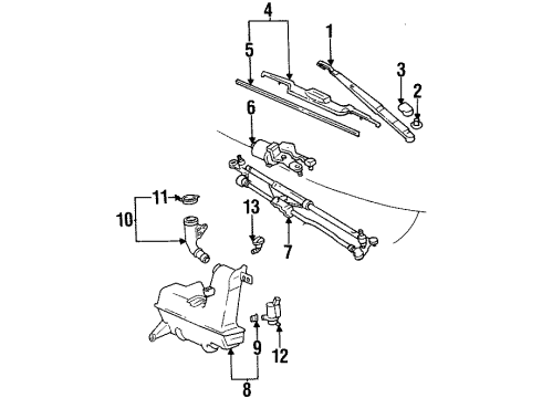 1993 Toyota Supra Windshield - Wiper & Washer Components Diagram