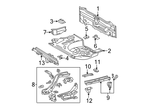 2006 Toyota Prius Member Sub-Assy, Rear Floor Cross Diagram for 57606-47030