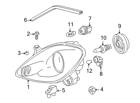 2000 Toyota MR2 Spyder Socket And Wire, Side Turn Signal Lamp, Driver Side Diagram for 90075-60005