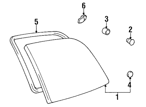 1992 Toyota Previa Weatherstrip, Side Rear Window, LH Diagram for 62744-95D00