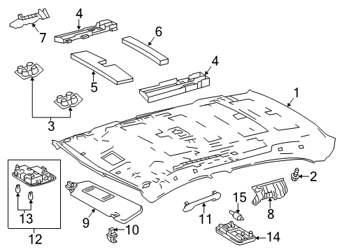 2014 Toyota Corolla HEADLINING Assembly, Roof Diagram for 63310-02D80-A0