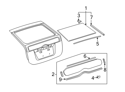 2008 Toyota Prius Spacer, Back Door Glass Diagram for 64818-47030