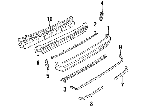 1990 Toyota Cressida Support, Rear Bumper Side, LH Diagram for 52156-22150