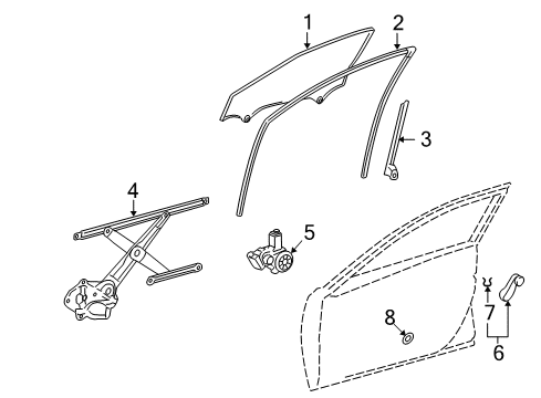 2012 Toyota Corolla Front Door - Glass & Hardware Diagram