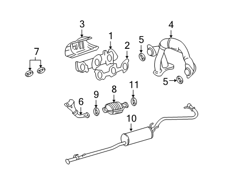 1998 Toyota Tacoma Exhaust Tail Pipe Assembly Diagram for 17430-07092