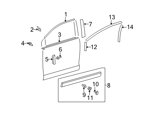 2010 Toyota Venza Exterior Trim - Front Door Diagram