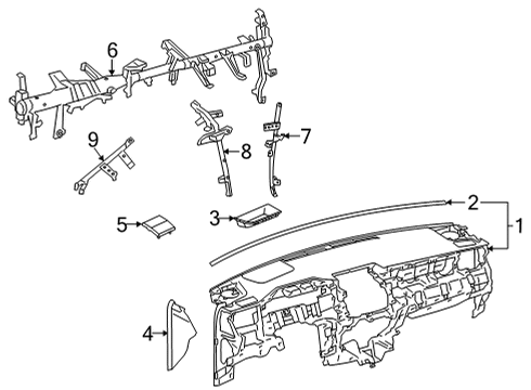 2022 Toyota Venza Cluster & Switches, Instrument Panel Diagram 1 - Thumbnail