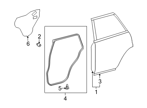 2019 Toyota 4Runner Rear Door, Body Diagram