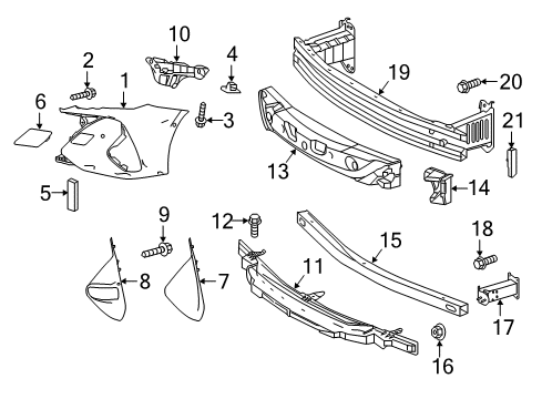 2021 Toyota Prius Prime Cover, Front Bumper Hole Diagram for 52127-47909