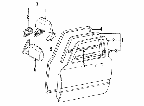 1995 Toyota Pickup Panel Sub-Assy, Front Door, RH Diagram for 67001-04051