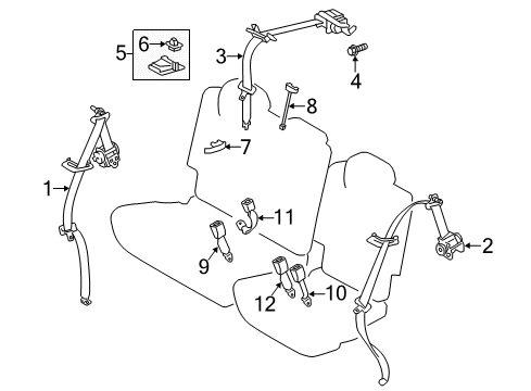 2016 Toyota Prius V Rear Seat Belts Diagram