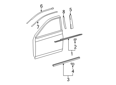 2012 Toyota Avalon Exterior Trim - Front Door Diagram