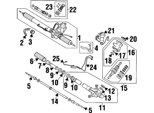 1998 Toyota Supra Boot, Steering Rack Diagram for 45535-14070