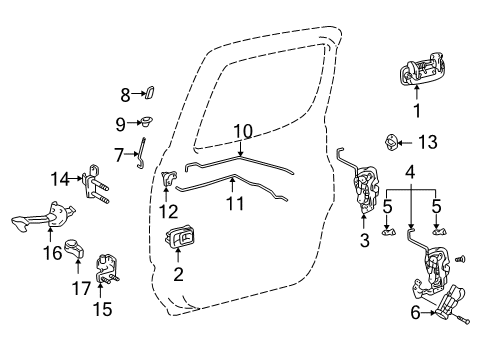 2003 Toyota Tacoma Rear Door Lock Assembly, Left Diagram for 69340-04010