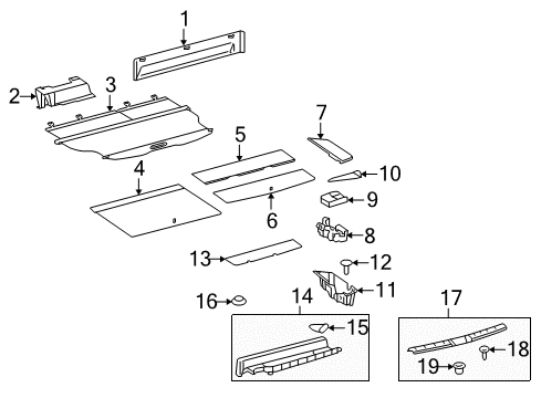 2009 Toyota Highlander Trim Board, Sand, Rear Diagram for 58411-48020-E0