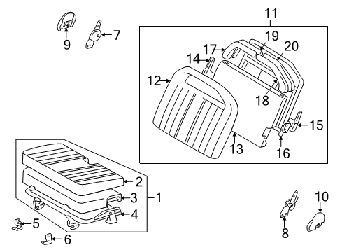 1997 Toyota 4Runner Hinge Assy, Rear Seat, LH Diagram for 71340-35020