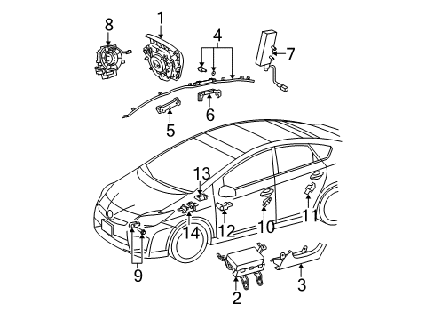 2015 Toyota Prius Plug-In Air Bag Components Diagram