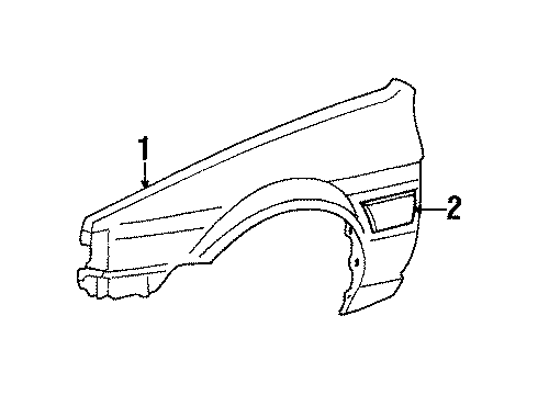 1986 Toyota Corolla Fender Sub-Assy, Front RH Diagram for 53801-1E250