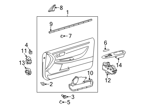 2000 Toyota Solara Weatherstrip, Front Door Glass, Inner RH Diagram for 68171-06011