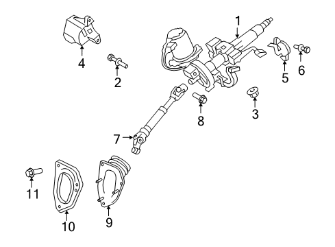 2009 Toyota Highlander Steering Column & Wheel, Steering Gear & Linkage Diagram 4 - Thumbnail