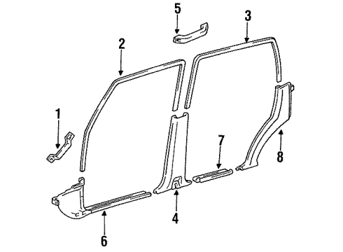 1991 Toyota Land Cruiser Weatherstrip, Front Door Opening Trim, RH Diagram for 62311-60010-03