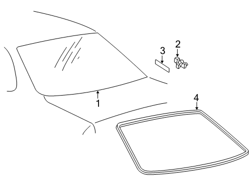 2002 Toyota Avalon Back Glass, Reveal Moldings Diagram