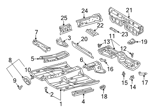 2000 Toyota MR2 Spyder Floor & Rails Diagram