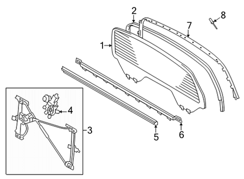 2023 Toyota Tundra Back Glass & Hardware, Reveal Moldings Diagram