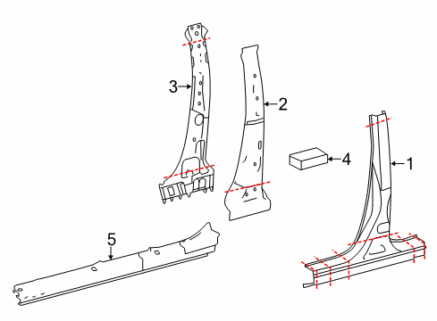 2015 Toyota Highlander PLR Sub-Assembly, Center Body, O Diagram for 61301-0E903