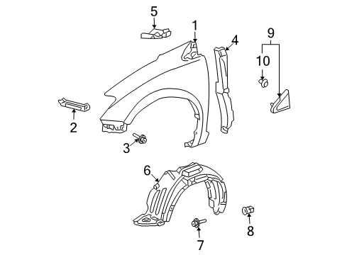 2004 Toyota Sienna Fender & Components, Exterior Trim, Body Diagram