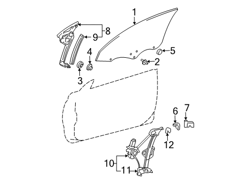 1999 Toyota Solara Run, Front Door Glass Diagram for 68141-06020