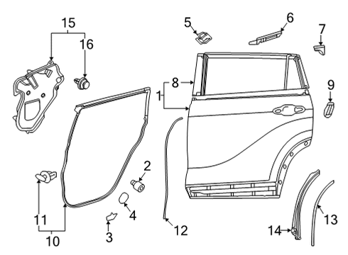 2023 Toyota Highlander WEATHERSTRIP, RR DOO Diagram for 67888-0E092