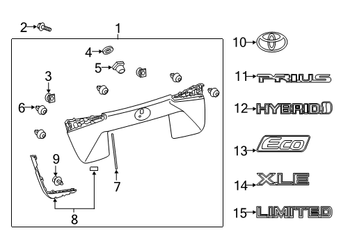 2022 Toyota Prius AWD-e Exterior Trim - Lift Gate Diagram