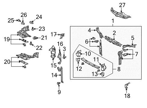 2009 Toyota Prius Sight Shield, Front Upper Diagram for 53289-47010