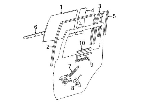 2007 Toyota Land Cruiser Rear Door - Glass & Hardware Diagram