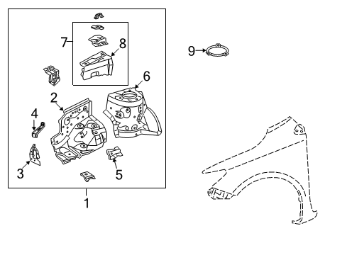 2011 Toyota Corolla Apron Sub-Assembly, Front F Diagram for 53701-02191