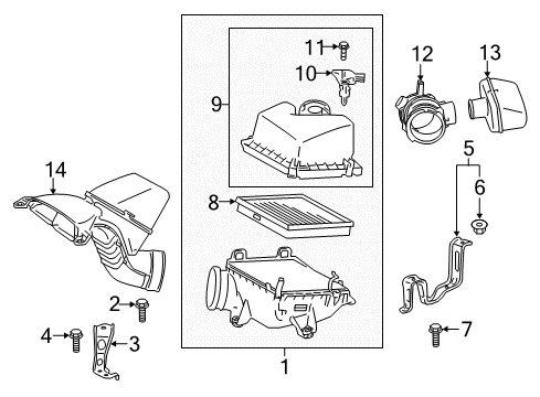 2019 Toyota Highlander Hose, Air Cleaner Diagram for 17881-0P260