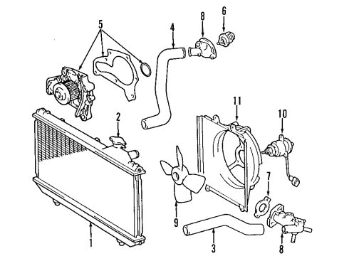 1997 Toyota RAV4 Cooling System, Radiator, Water Pump, Cooling Fan Diagram 2 - Thumbnail